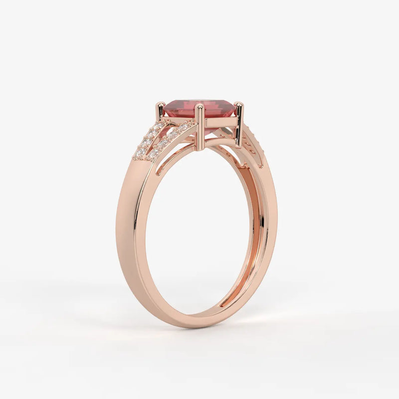 Crimson Crest Solitaire Ring
