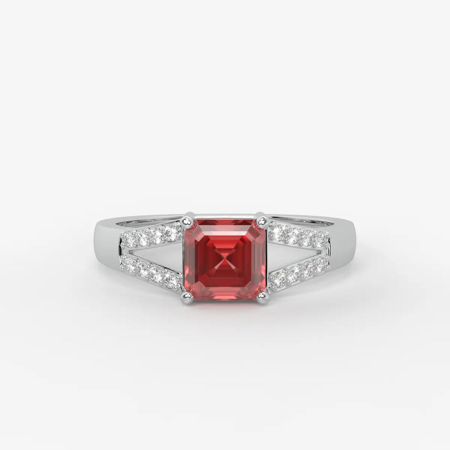 Crimson Crest Solitaire Ring