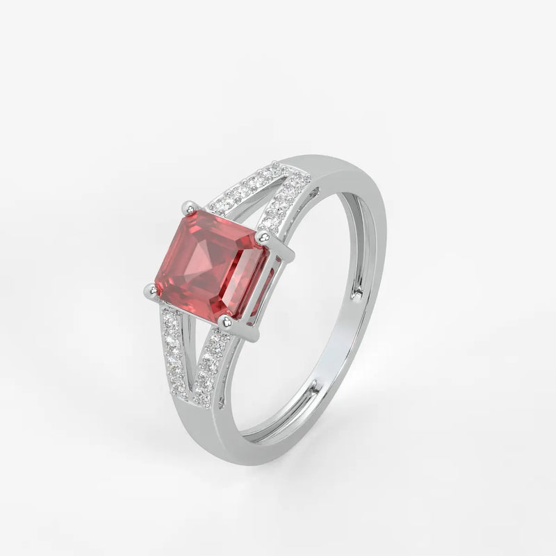 Crimson Crest Solitaire Ring