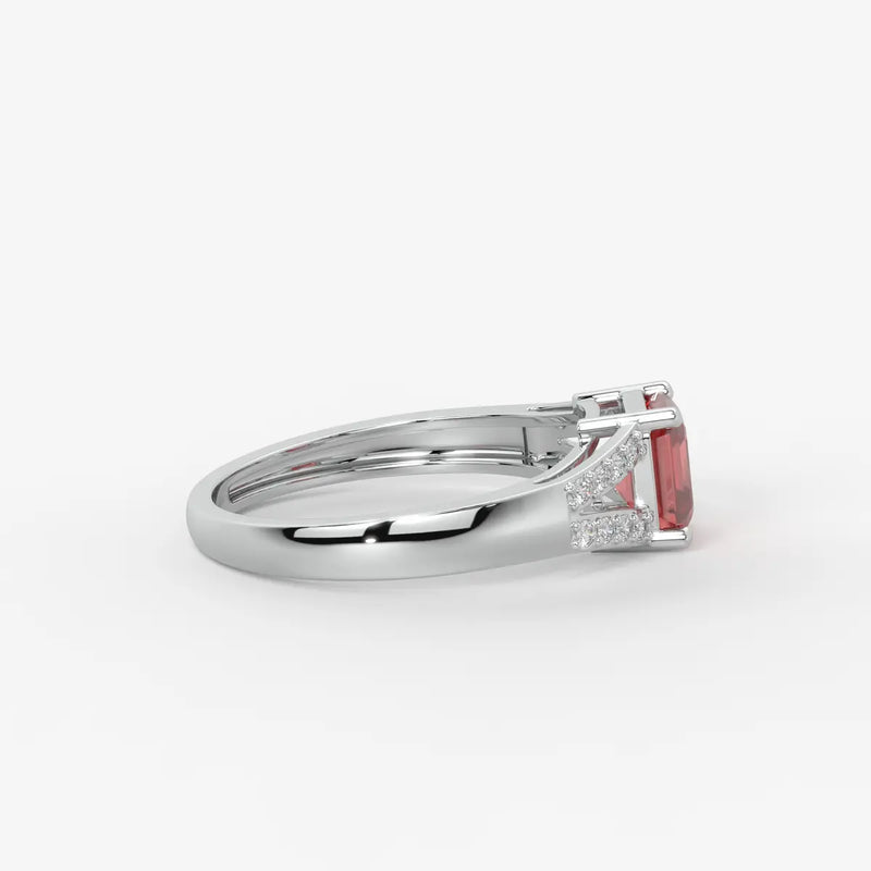 Crimson Crest Solitaire Ring