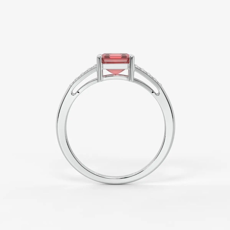 Crimson Crest Solitaire Ring