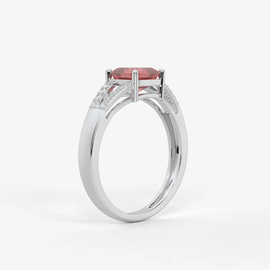 Crimson Crest Solitaire Ring
