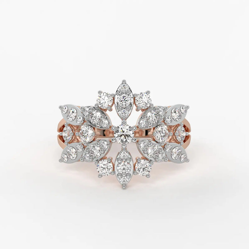 Floral Vine Cluster Ladies Ring