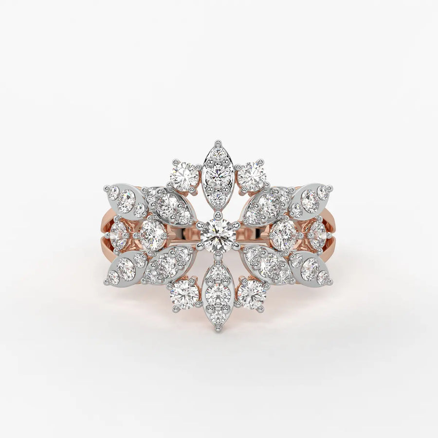 Floral Vine Cluster Ladies Ring