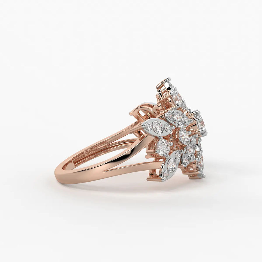 Floral Vine Cluster Ladies Ring