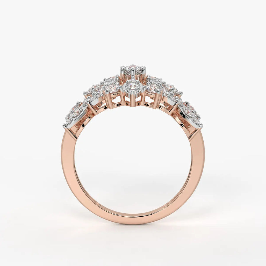 Floral Vine Cluster Ladies Ring