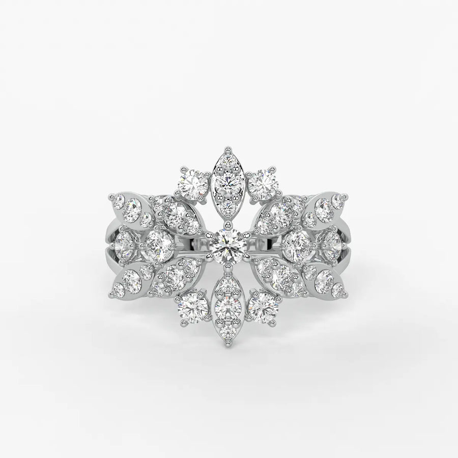 Floral Vine Cluster Ladies Ring