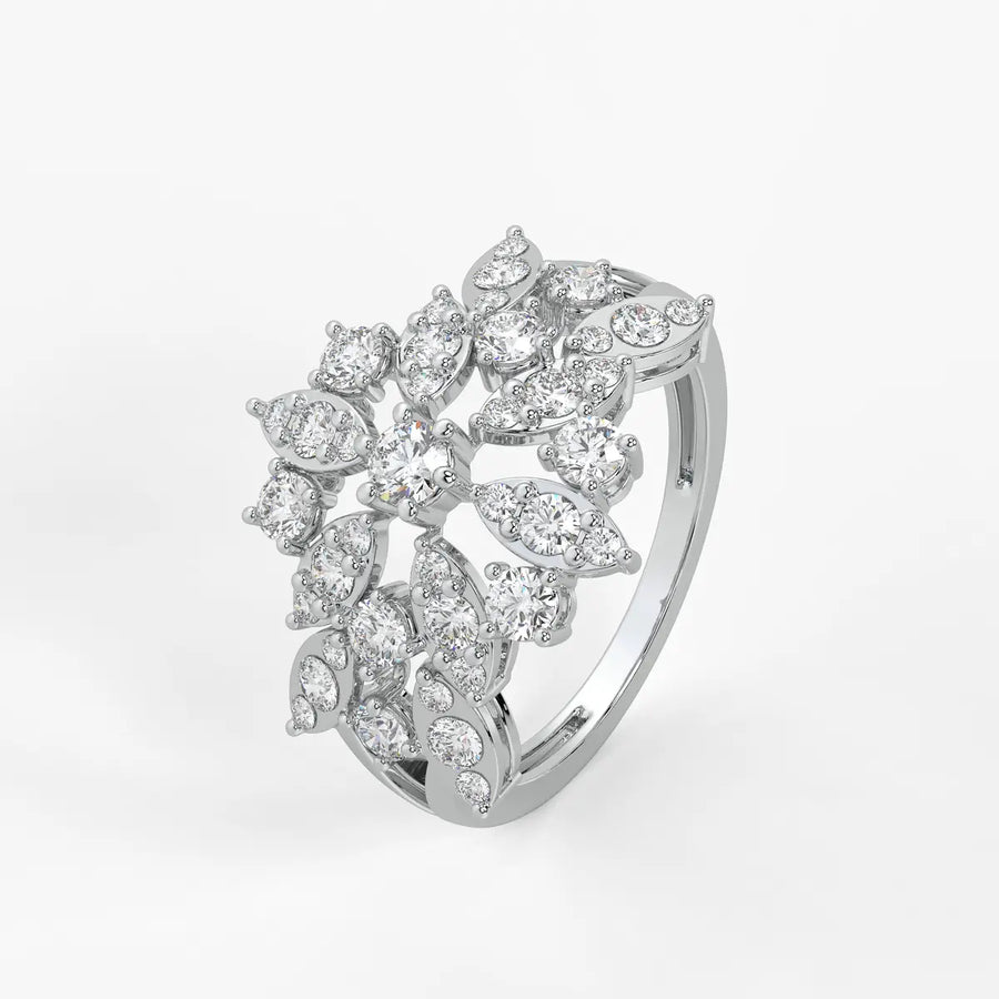 Floral Vine Cluster Ladies Ring