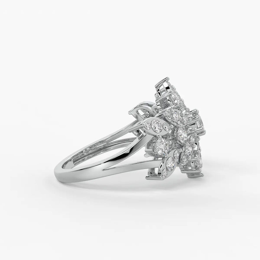 Floral Vine Cluster Ladies Ring