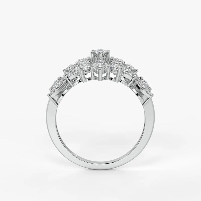 Floral Vine Cluster Ladies Ring