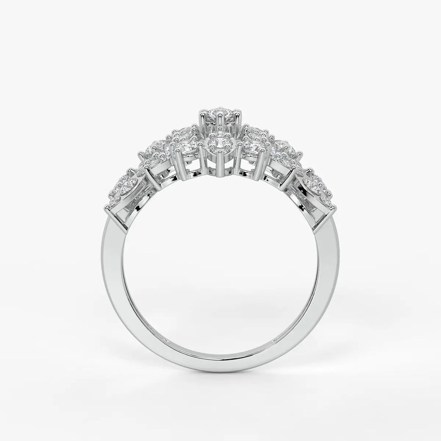 Floral Vine Cluster Ladies Ring