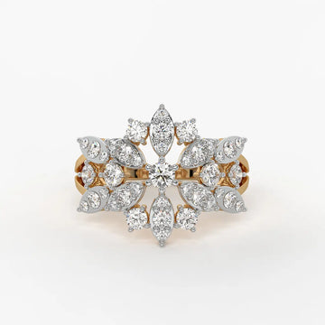 Floral Vine Cluster Ladies Ring