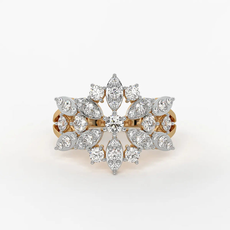 Floral Vine Cluster Ladies Ring