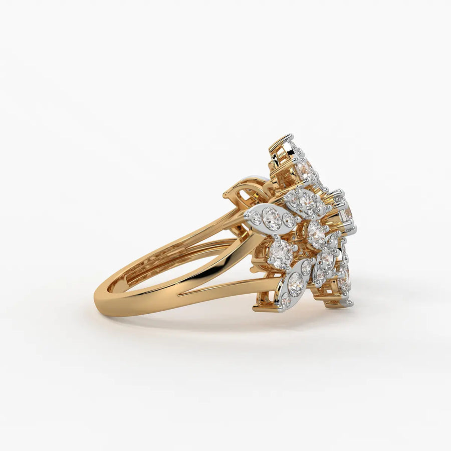 Floral Vine Cluster Ladies Ring
