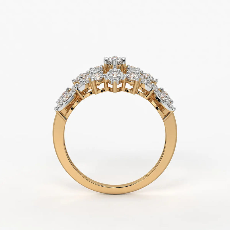 Floral Vine Cluster Ladies Ring