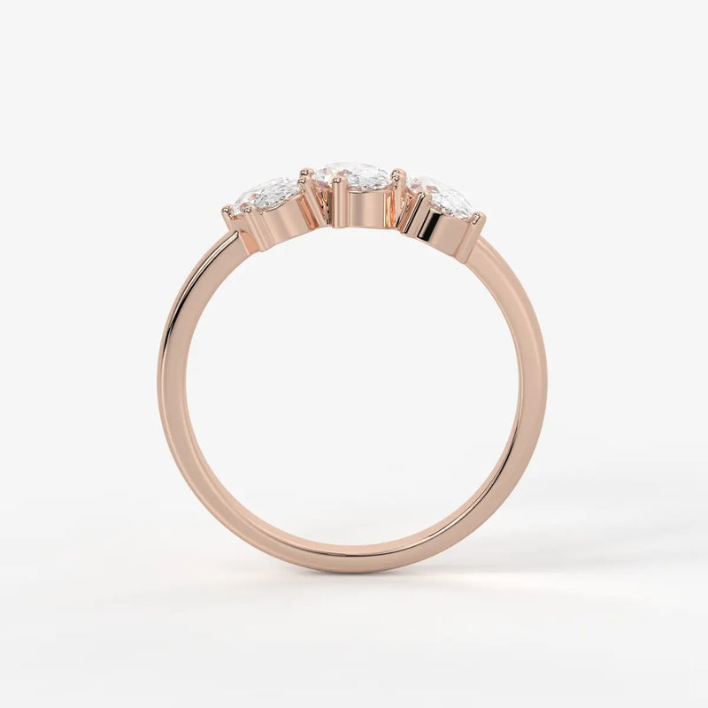 Ovalis Trio Gleam Diamond Statement Ring