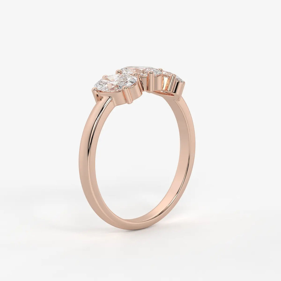 Ovalis Trio Gleam Diamond Statement Ring