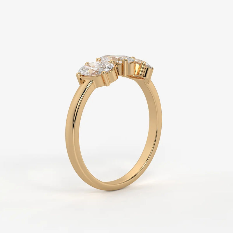 Ovalis Trio Gleam Diamond Statement Ring