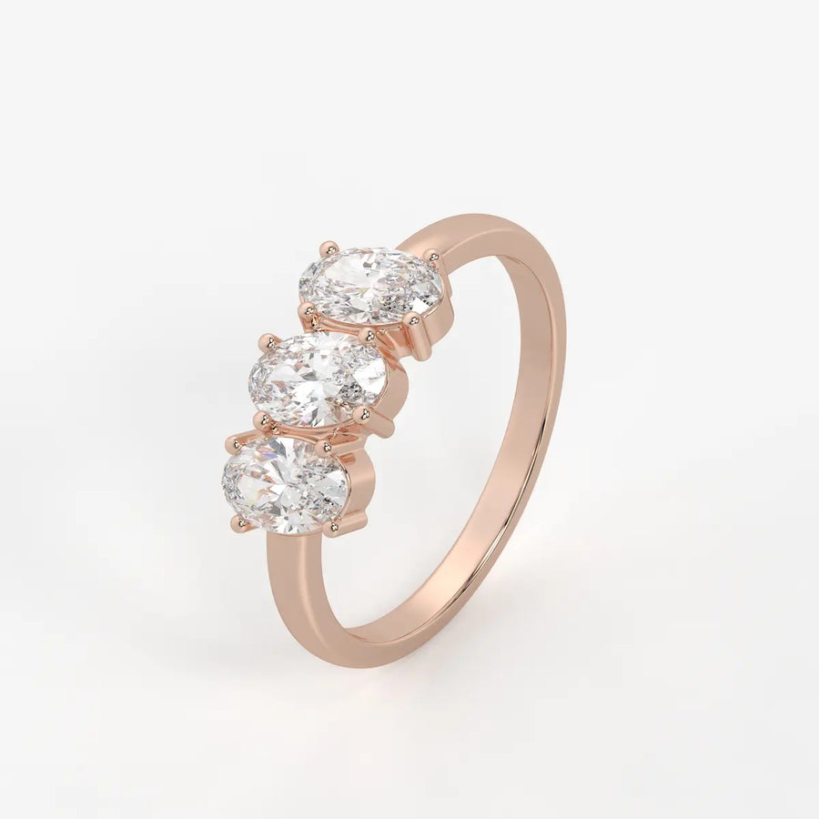 Ovalis Trio Gleam Diamond Statement Ring