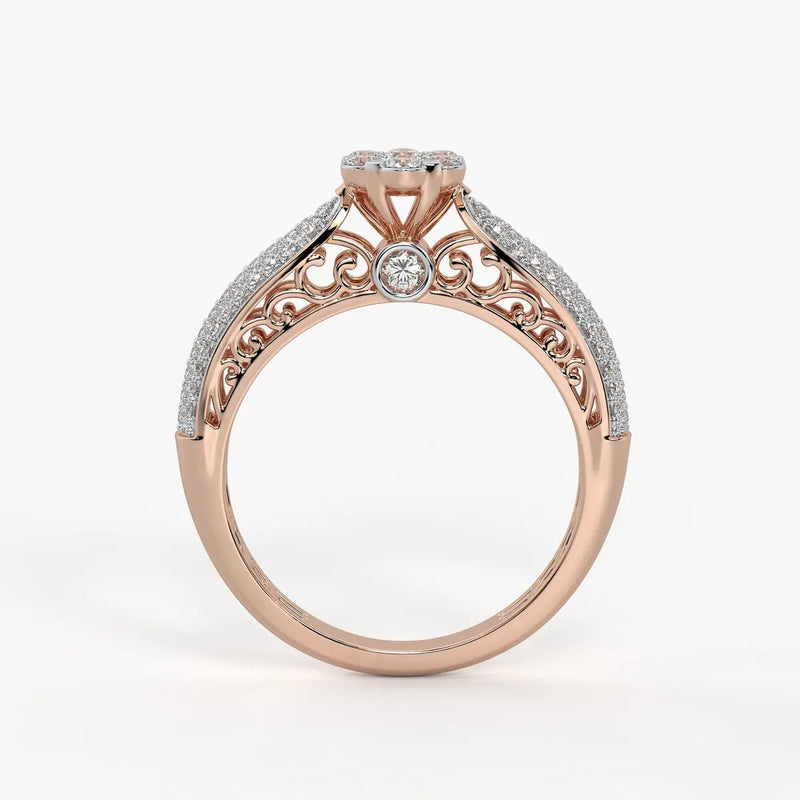 Floral Cluster Pave Ladies Ring