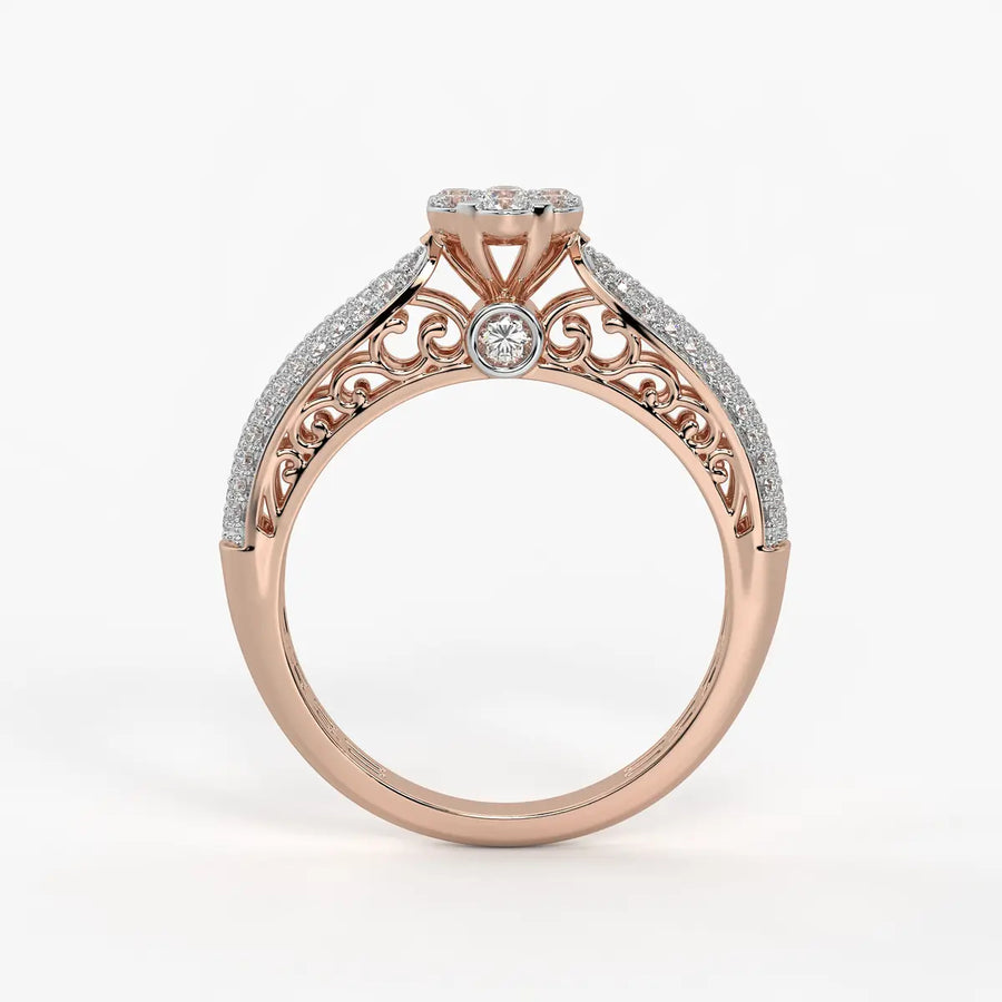 Floral Cluster Pave Ladies Ring