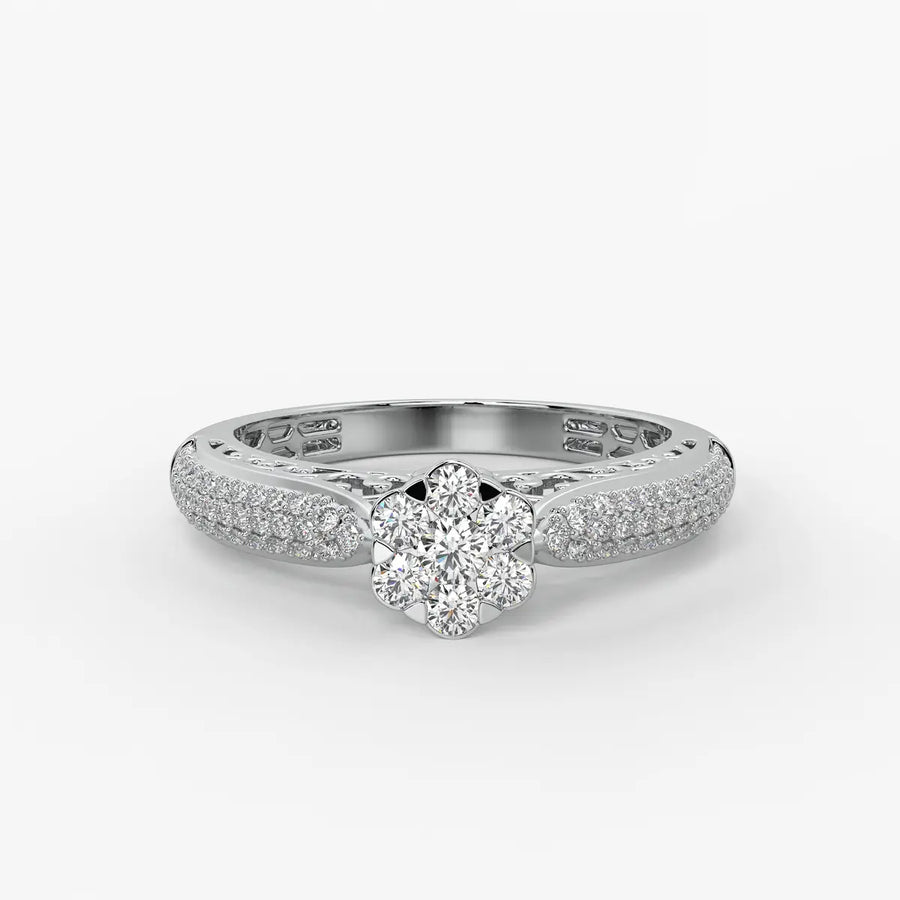 Floral Cluster Pave Ladies Ring