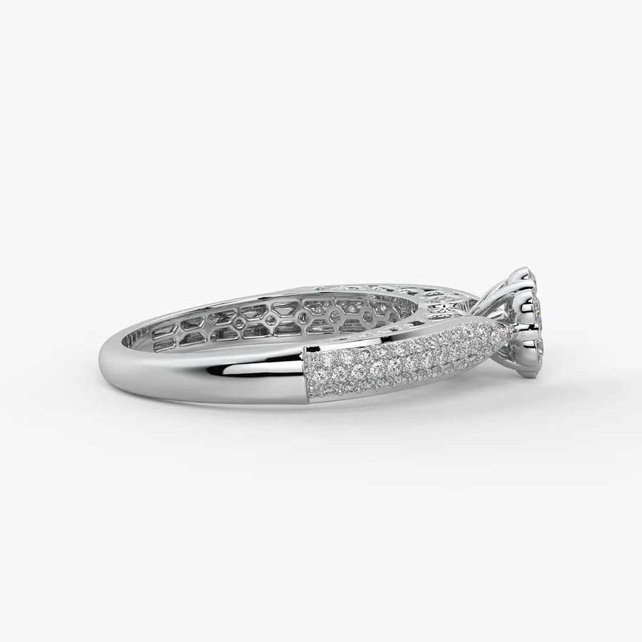 Floral Cluster Pave Ladies Ring