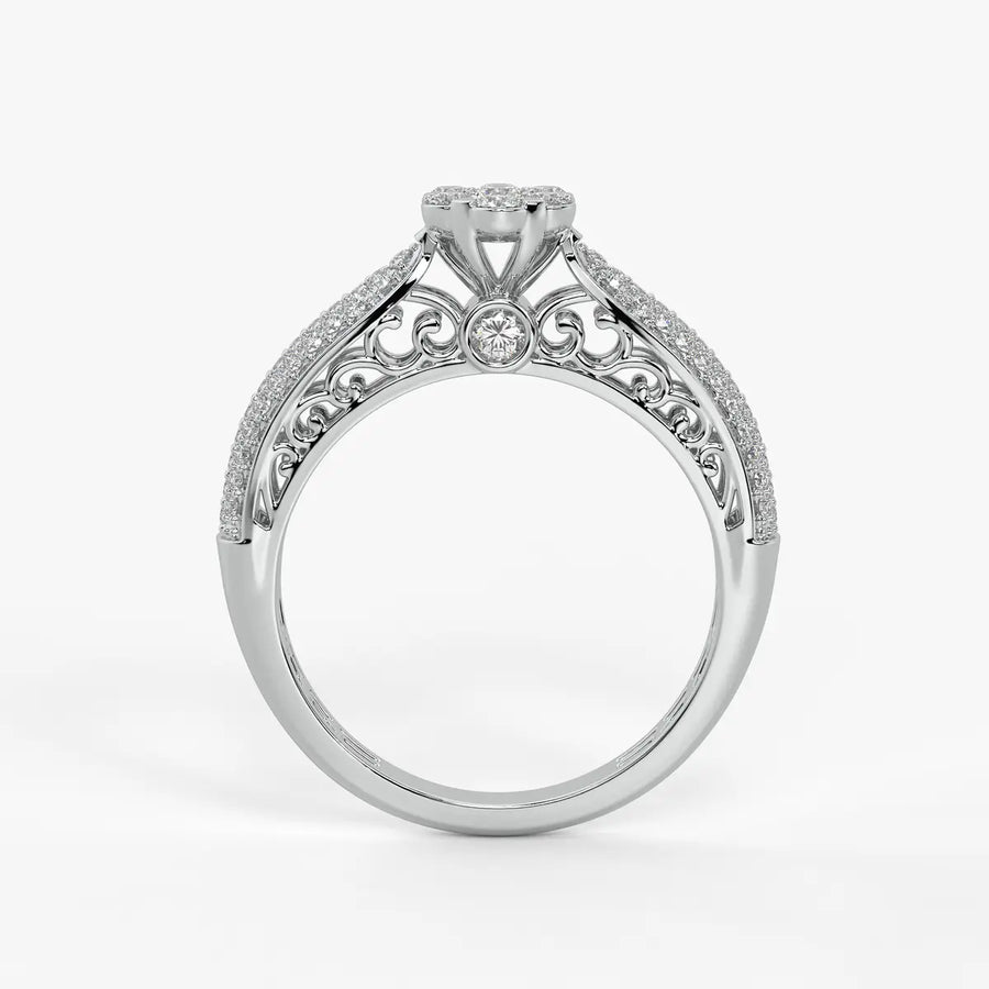 Floral Cluster Pave Ladies Ring