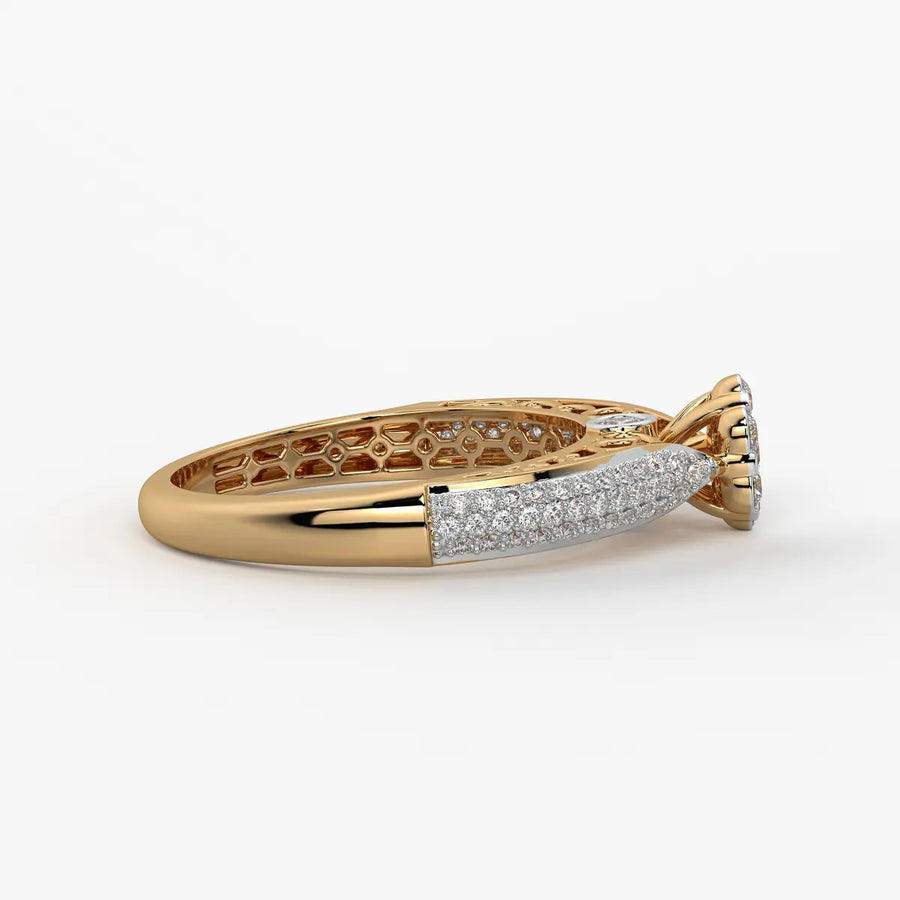 Floral Cluster Pave Ladies Ring