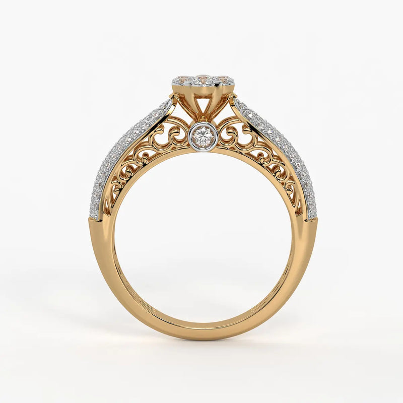 Floral Cluster Pave Ladies Ring