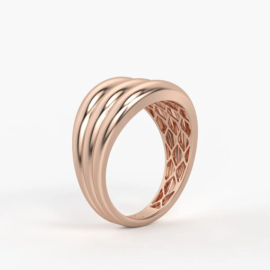 Rounded Triple Band Ladies Ring