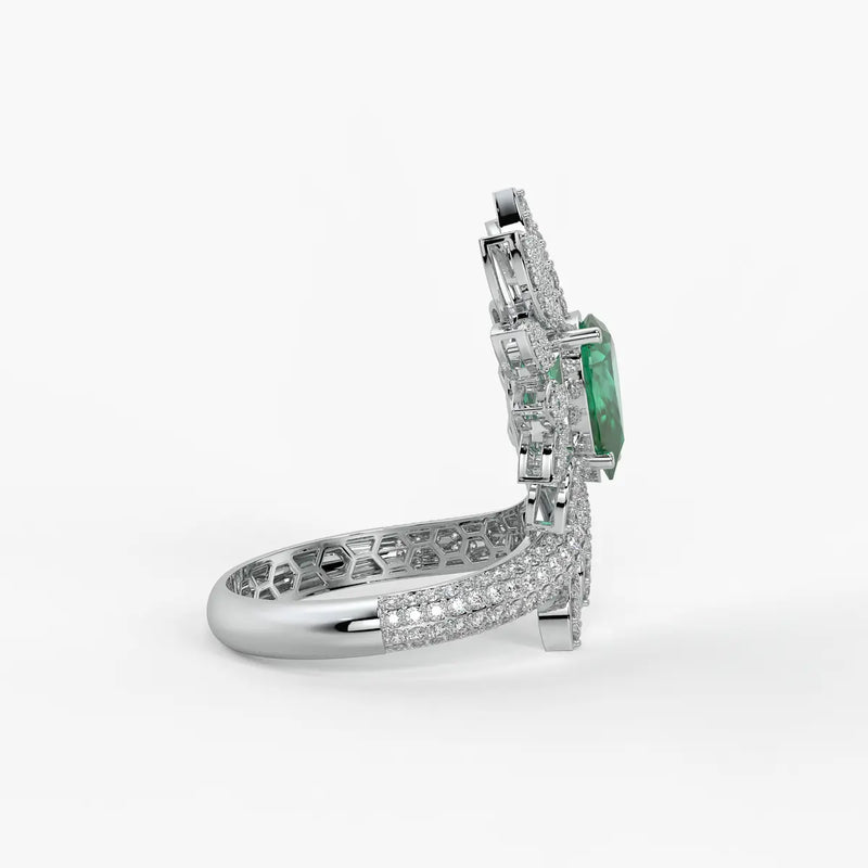 Pear Floral Halo Ladies Ring