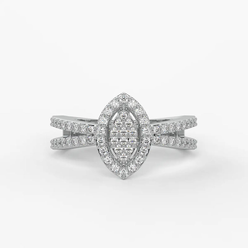 Marquise Halo Split-Shank Ladies Ring