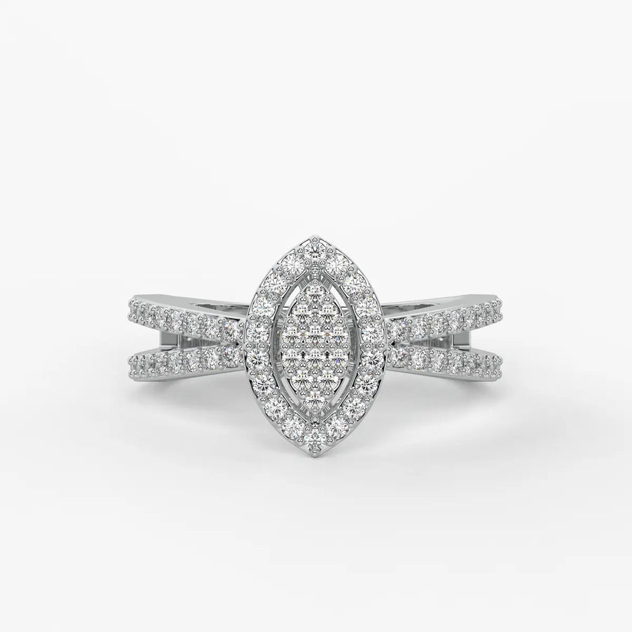 Marquise Halo Split-Shank Ladies Ring