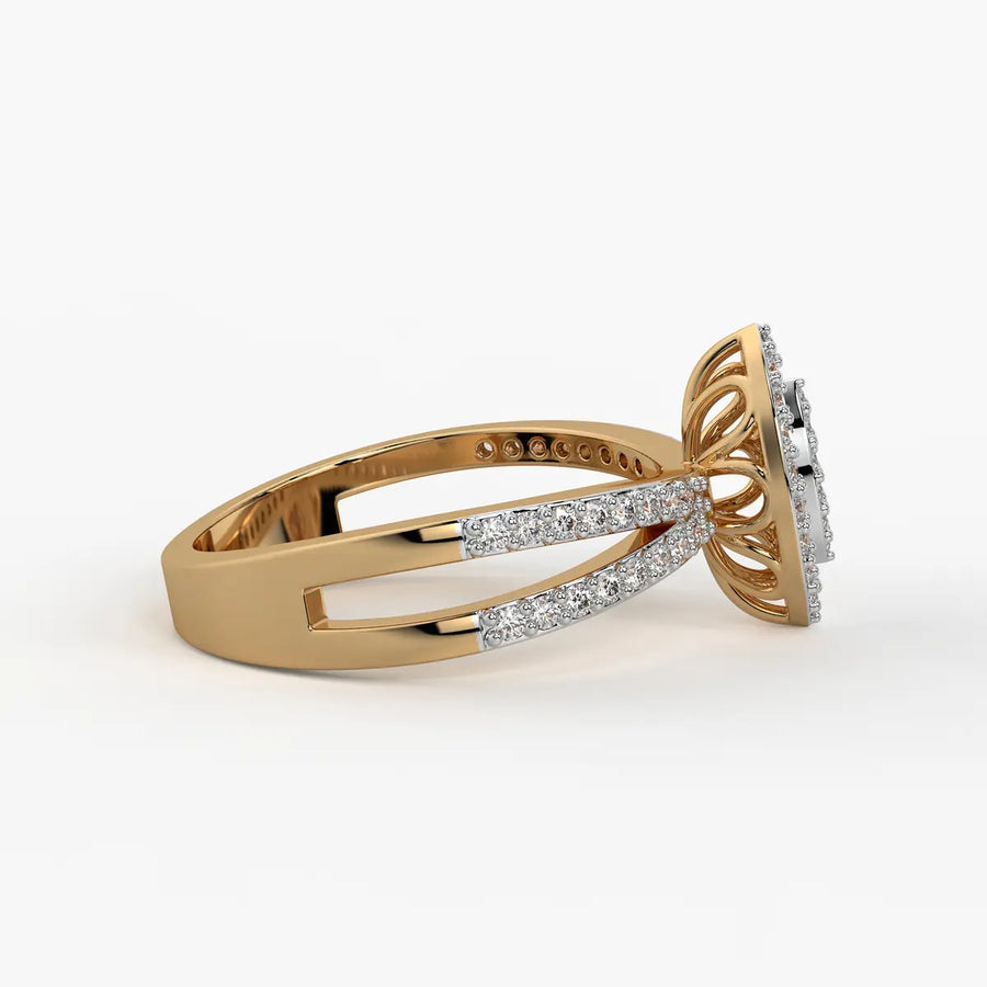 Marquise Halo Split-Shank Ladies Ring
