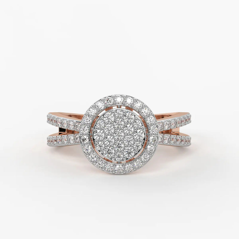 Round Halo Split-Band Ladies Ring