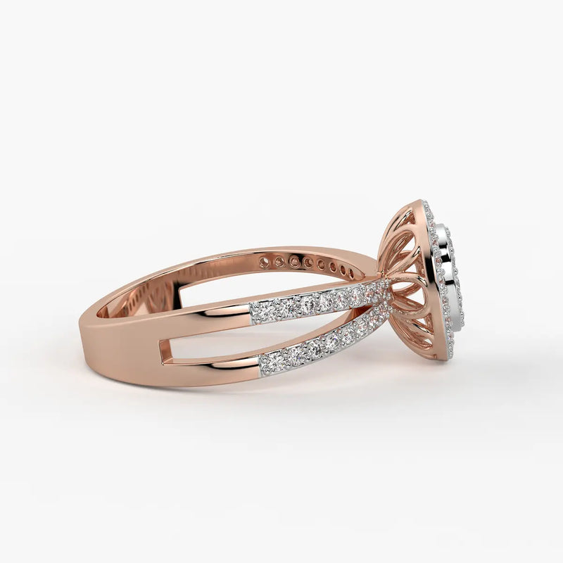 Round Halo Split-Band Ladies Ring