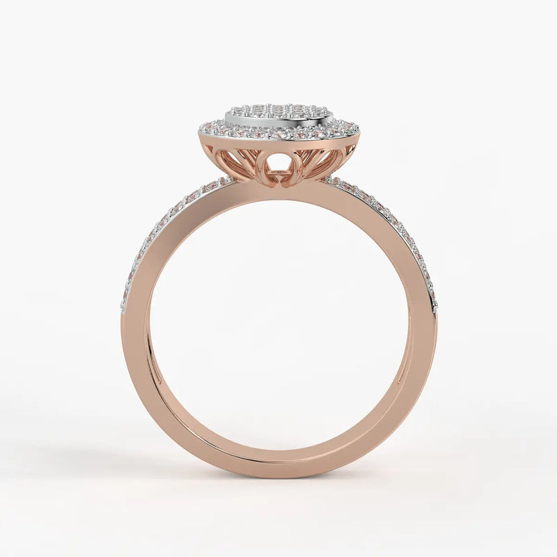 Round Halo Split-Band Ladies Ring