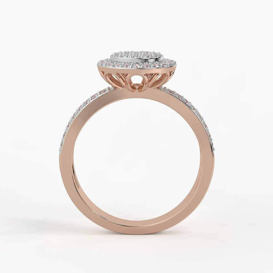 Round Halo Split-Band Ladies Ring
