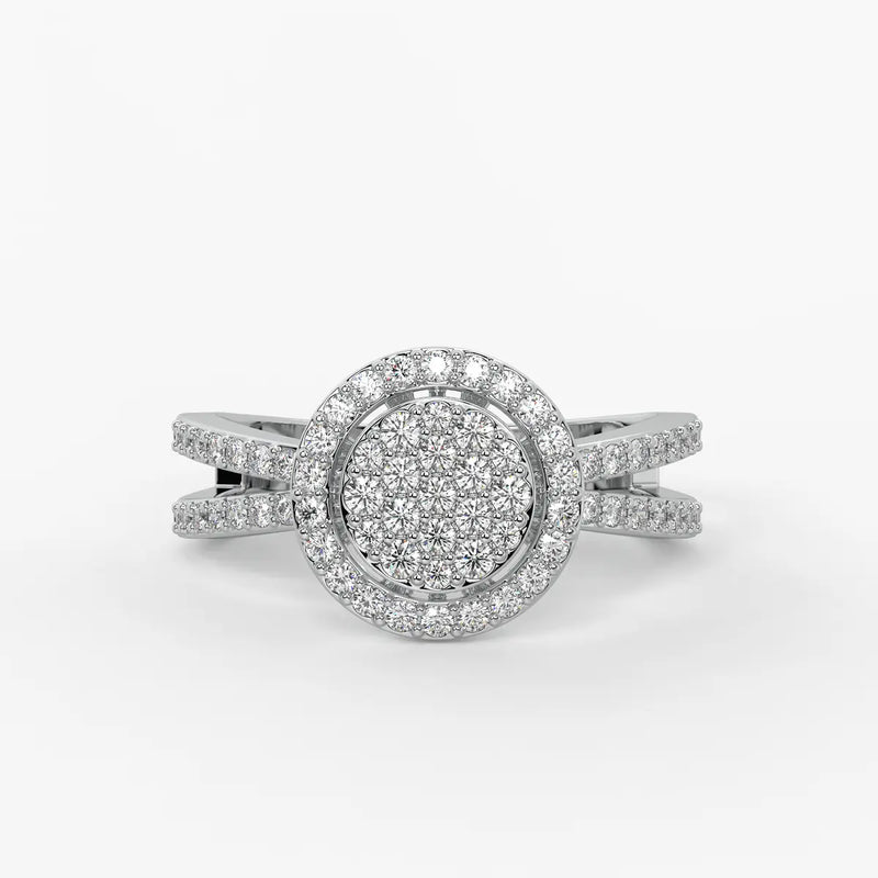 Round Halo Split-Band Ladies Ring