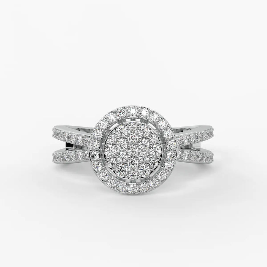 Round Halo Split-Band Ladies Ring