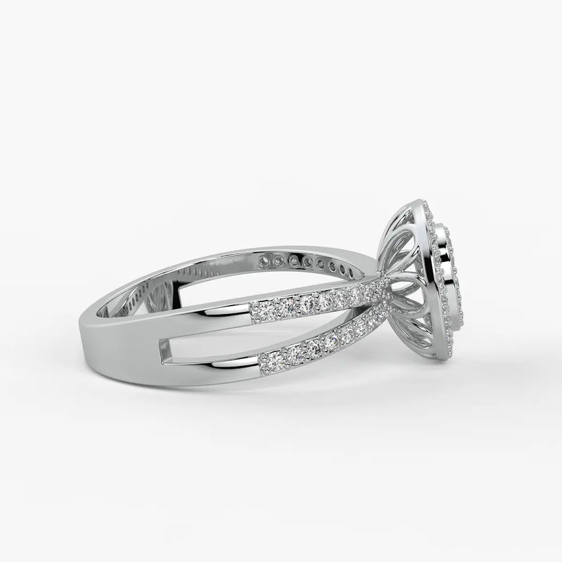 Round Halo Split-Band Ladies Ring