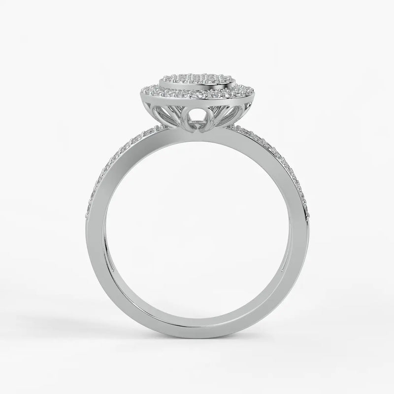 Round Halo Split-Band Ladies Ring
