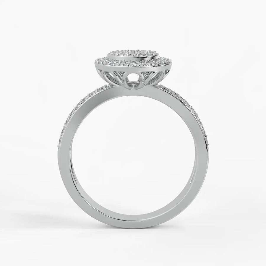Round Halo Split-Band Ladies Ring