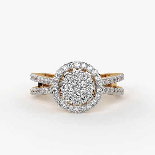 Round Halo Split-Band Ladies Ring