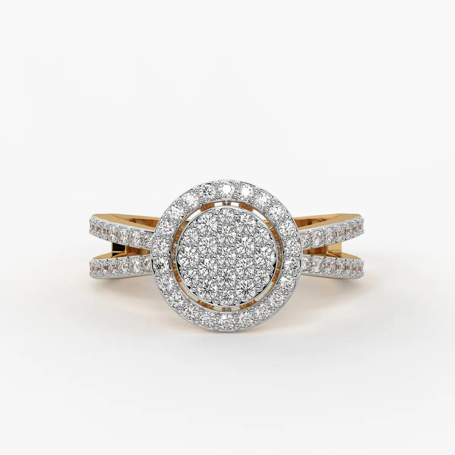 Round Halo Split-Band Ladies Ring