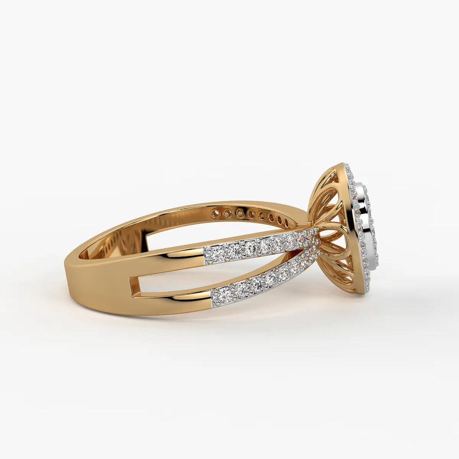 Round Halo Split-Band Ladies Ring