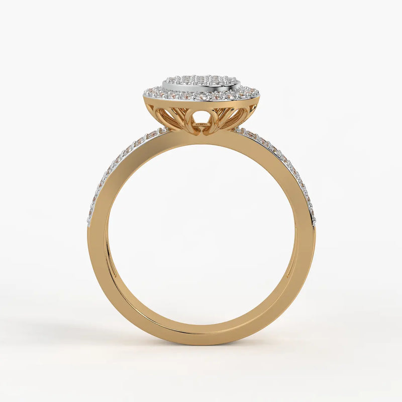 Round Halo Split-Band Ladies Ring