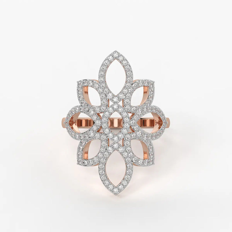 Floral Petal Cluster Ladies Ring