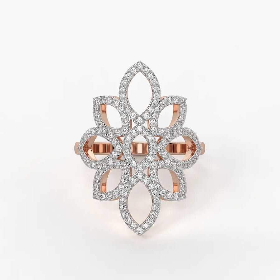 Floral Petal Cluster Ladies Ring
